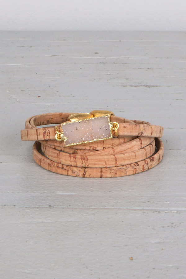 Mickey Lynn ML8015 Cork Wrap W/ Rectangle Druzy Mickey Lynn ML8015 Cork Wrap W/ Rectangle Druzy