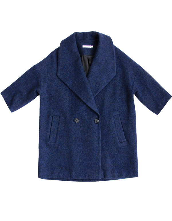 Ali Golden Navy and Black Shawl Collar Coat Ali Golden Navy and Black Shawl Collar Coat