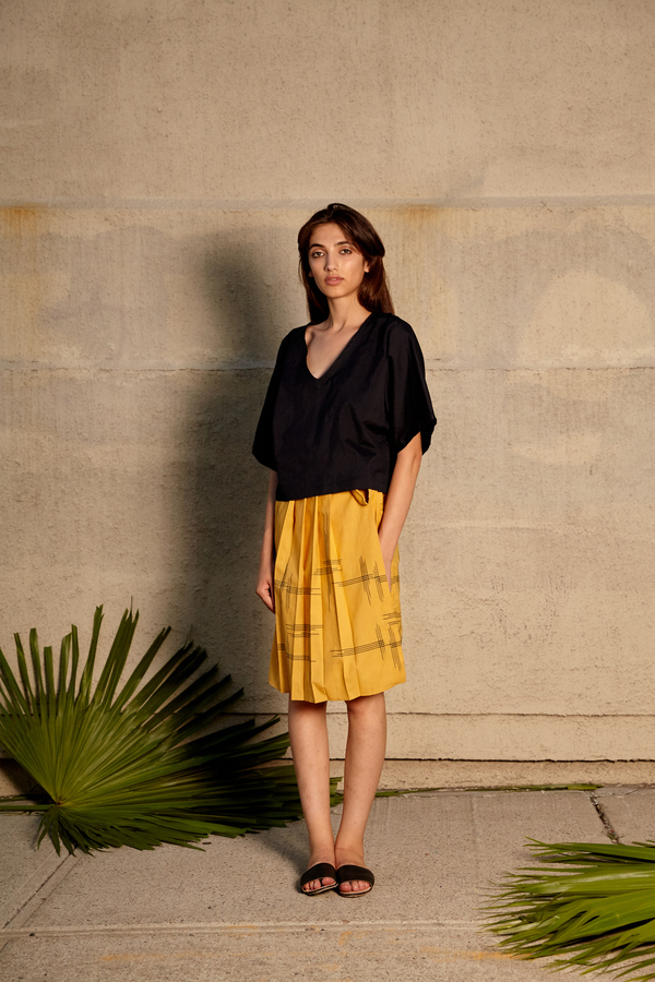 Tantuvi Pleated Midi Wrap Skirt- Sunray Tantuvi Pleated Midi Wrap Skirt- Sunray