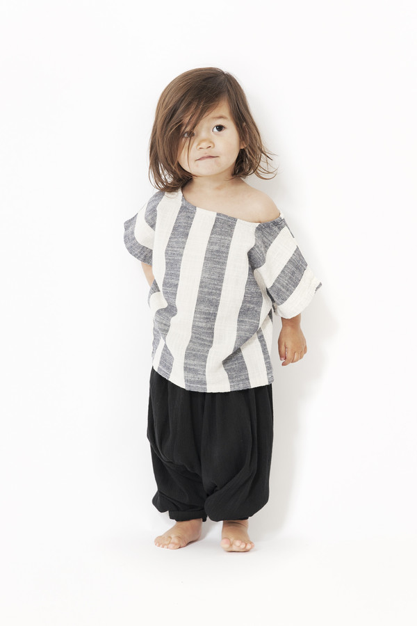 Black Crane Kids Linen Square Top Black Crane Kids Linen Square Top