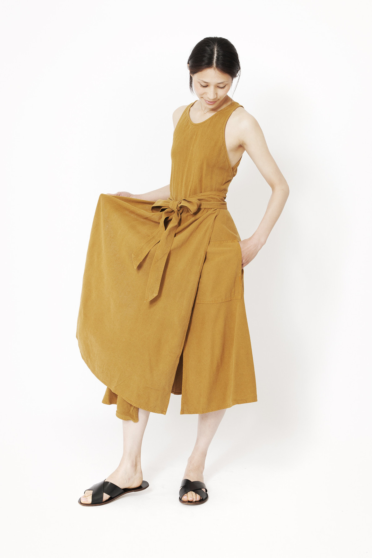 black crane wrap dress