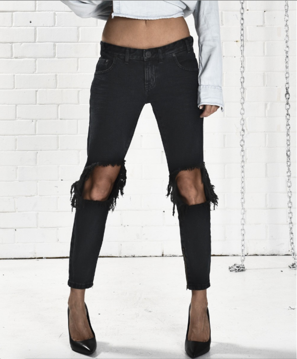 ONE TEASPOON Freebirds Distress Jeans- Fox Black ONE TEASPOON Freebirds Distress Jeans- Fox Black