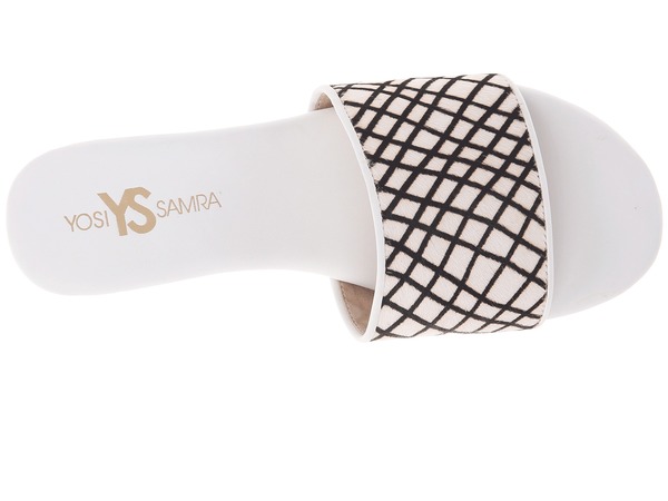 Yosi Samra Reese Linear Hair Calf Slide in White Yosi Samra Reese Linear Hair Calf Slide in White