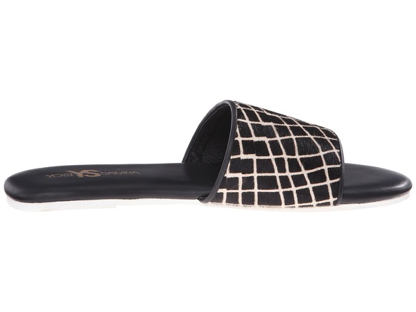 Yosi Samra Reese Linear Hair Calf Slide In Black Yosi Samra Reese Linear Hair Calf Slide In Black