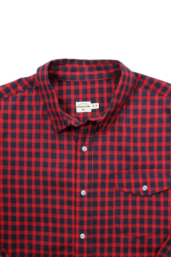 Men's Bridge & Burn Clinton Red and Blue Gingham Men's Bridge & Burn Clinton Red and Blue Gingham