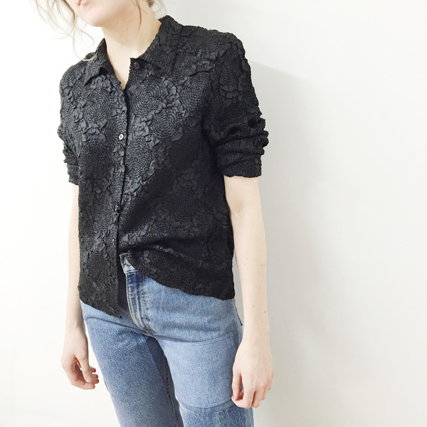 Johan Vintage Black Pleats Shirt Johan Vintage Black Pleats Shirt