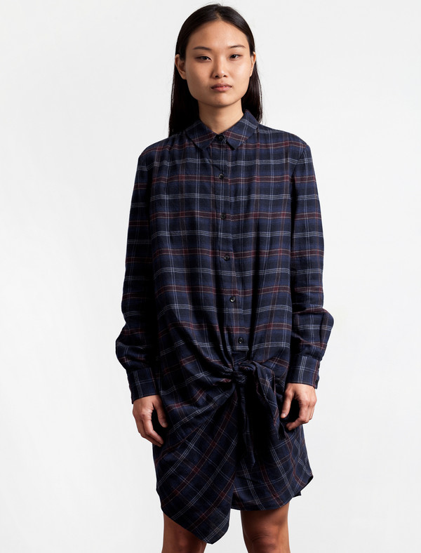 Thakoon Addition Flannel Side Tie Dress Thakoon Addition Flannel Side Tie Dress