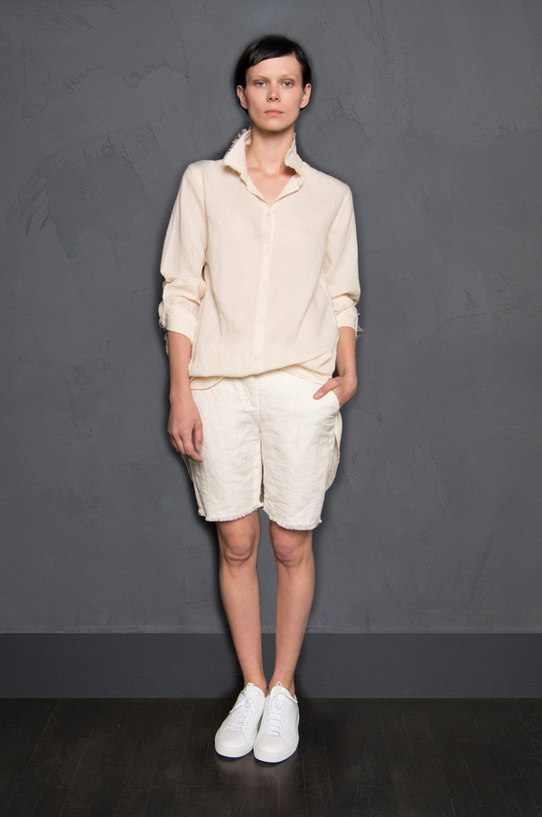 Raw Edge Crinkled Cotton Button Up Raw Edge Crinkled Cotton Button Up