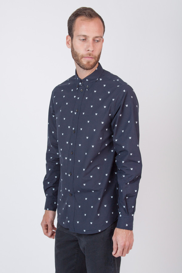 Men's Wood Wood Damien Shirt Navy Men's Wood Wood Damien Shirt Navy