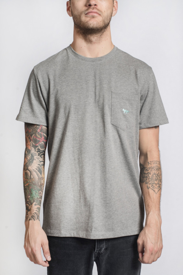 Men's Maison Kitsune Embroidered Pocket Tee Shirt Men's Maison Kitsune Embroidered Pocket Tee Shirt