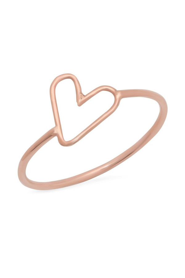 Sachi Jewelry Open Heart Outline Rose Gold Ring Sachi Jewelry Open Heart Outline Rose Gold Ring