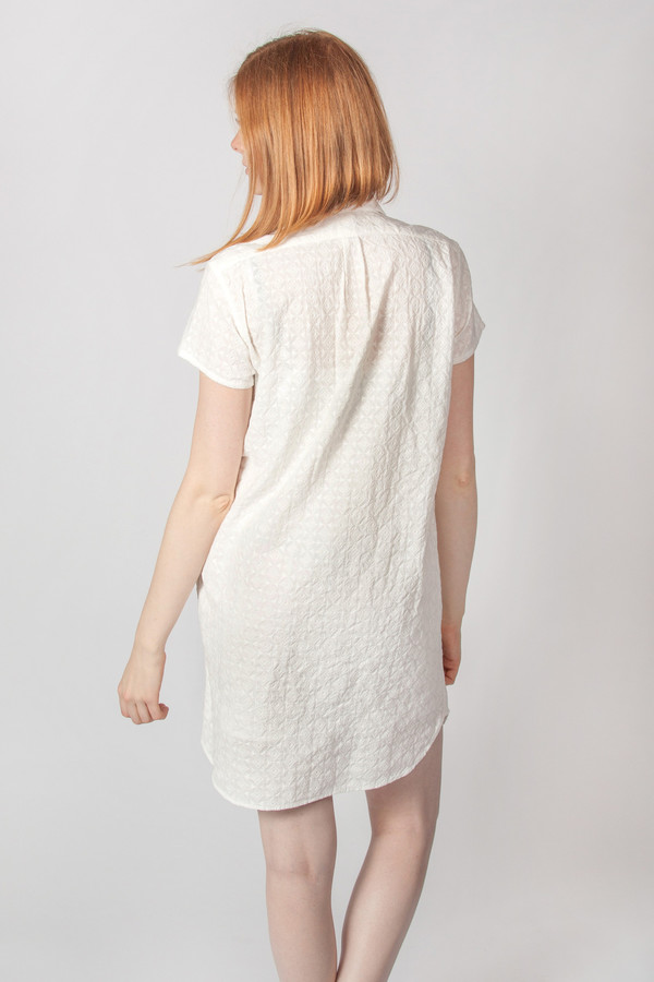 Steven Alan SS Classic Shirt Dress Geo Embroidery White Steven Alan SS Classic Shirt Dress Geo Embroidery White