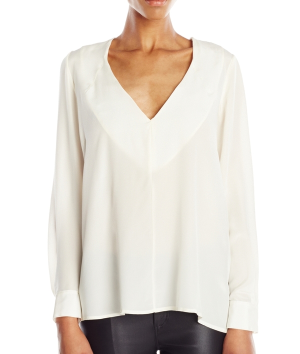 Vincetta Ivory Silk Vneck Blouse Vincetta Ivory Silk Vneck Blouse