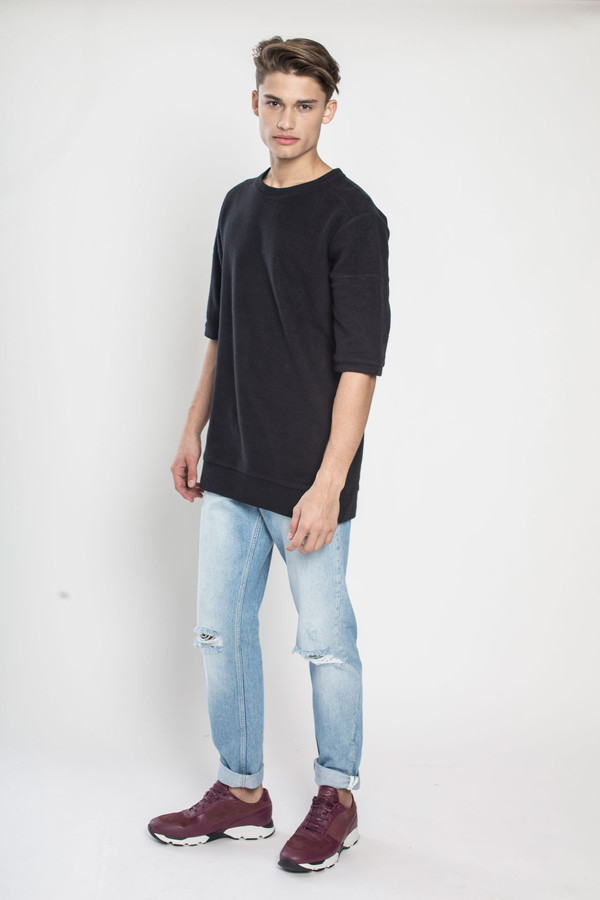 Men's TOURNE DE TRANSMISSION Baseball Sweat in Black Men's TOURNE DE TRANSMISSION Baseball Sweat in Black