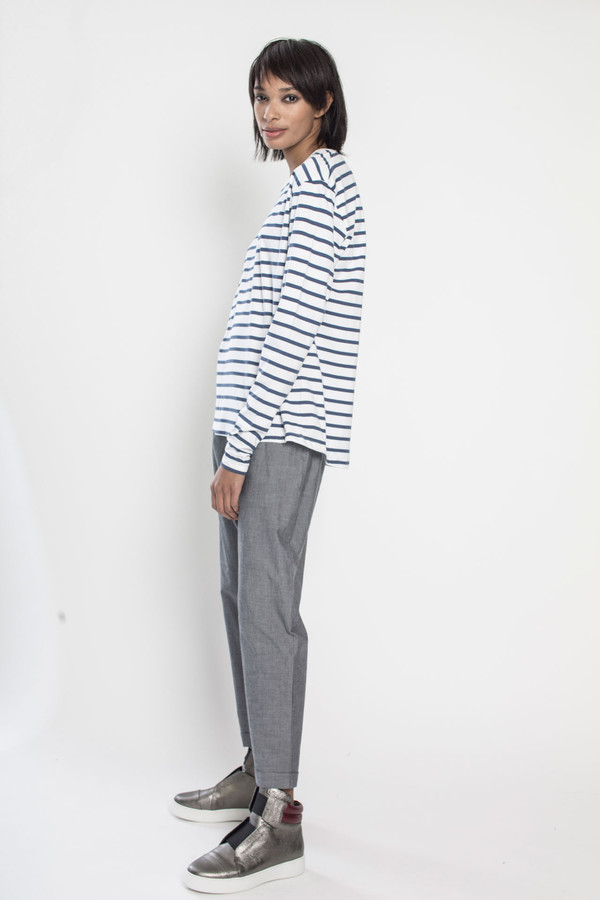 KOWTOW Building Block Boyfriend Top in Blue/White Stripes KOWTOW Building Block Boyfriend Top in Blue/White Stripes