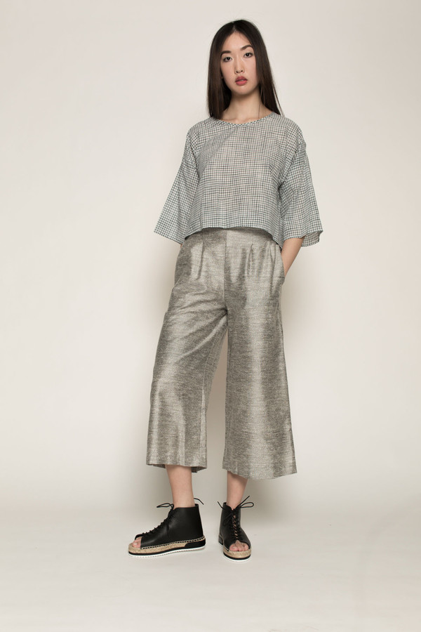 H. Fredriksson Crop Alex Top in Small Grid Khadi H. Fredriksson Crop Alex Top in Small Grid Khadi