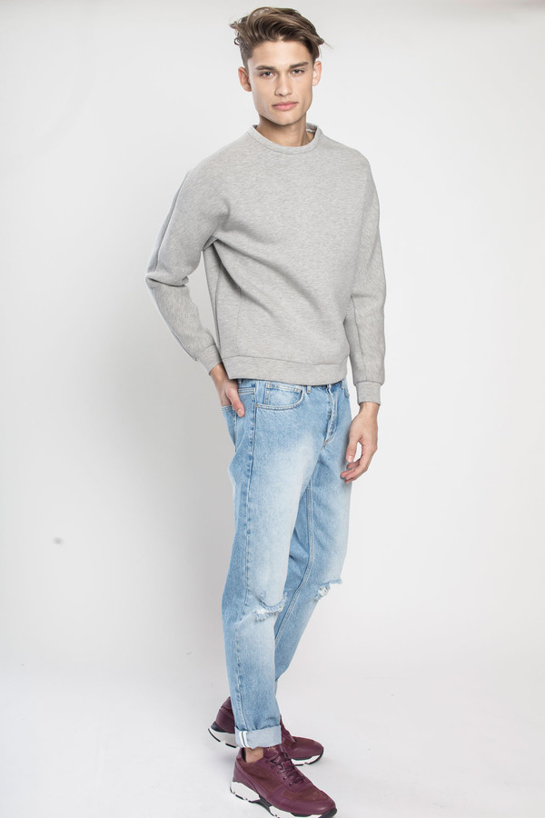 Men's Kenneth Ning Dolman Sleeve Sponge Pullover in Grey Men's Kenneth Ning Dolman Sleeve Sponge Pullover in Grey