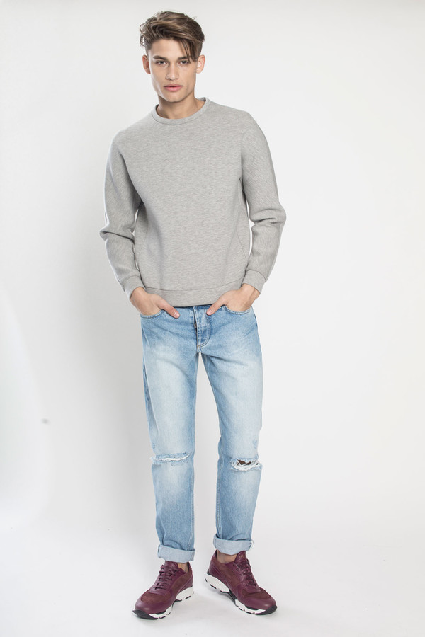 Men's Kenneth Ning Dolman Sleeve Sponge Pullover in Grey Men's Kenneth Ning Dolman Sleeve Sponge Pullover in Grey