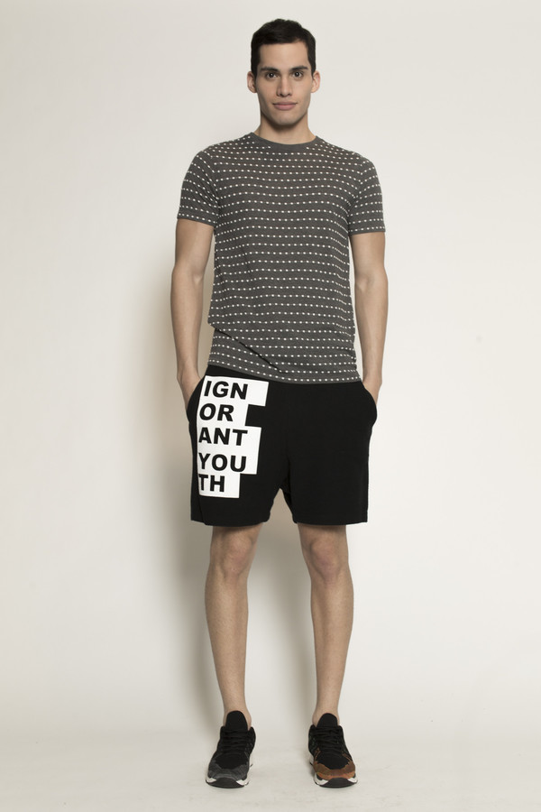 Men's Soulland Ferrell T-Shirt in Grey/White Dots Men's Soulland Ferrell T-Shirt in Grey/White Dots