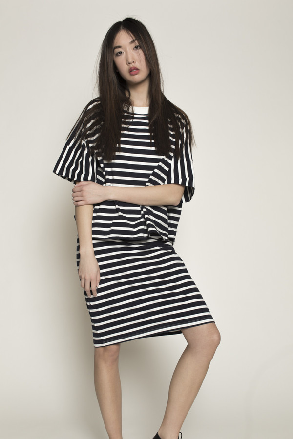 Kowtow Homeward Dress in Navy/White Stripes Kowtow Homeward Dress in Navy/White Stripes