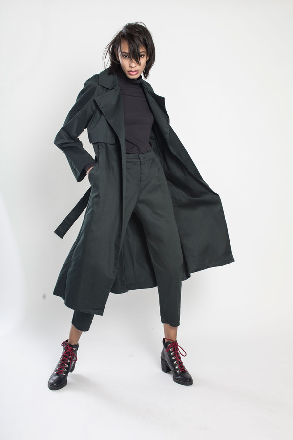 KOWTOW Keepsake Trench Coat in Dark Green KOWTOW Keepsake Trench Coat in Dark Green