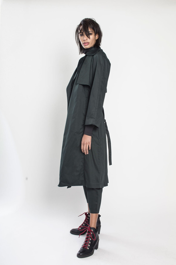 KOWTOW Keepsake Trench Coat in Dark Green KOWTOW Keepsake Trench Coat in Dark Green