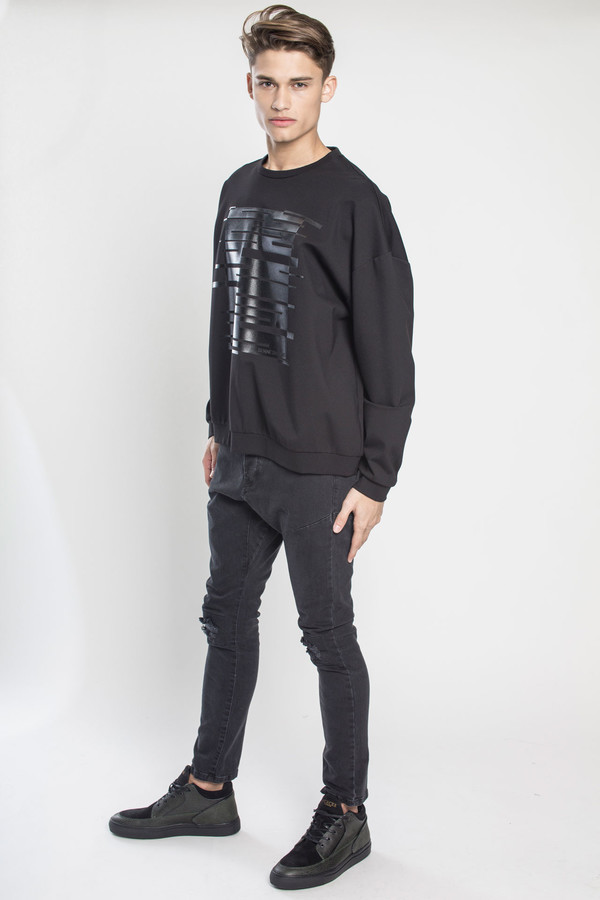 Men's Kenneth Ning Oversized Plastisol Print Sweatshirt in Black Men's Kenneth Ning Oversized Plastisol Print Sweatshirt in Black