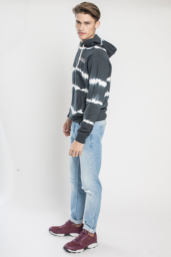 Men's SOULLAND Steinsland Hooded Sweat in Navy Tie Dye Men's SOULLAND Steinsland Hooded Sweat in Navy Tie Dye