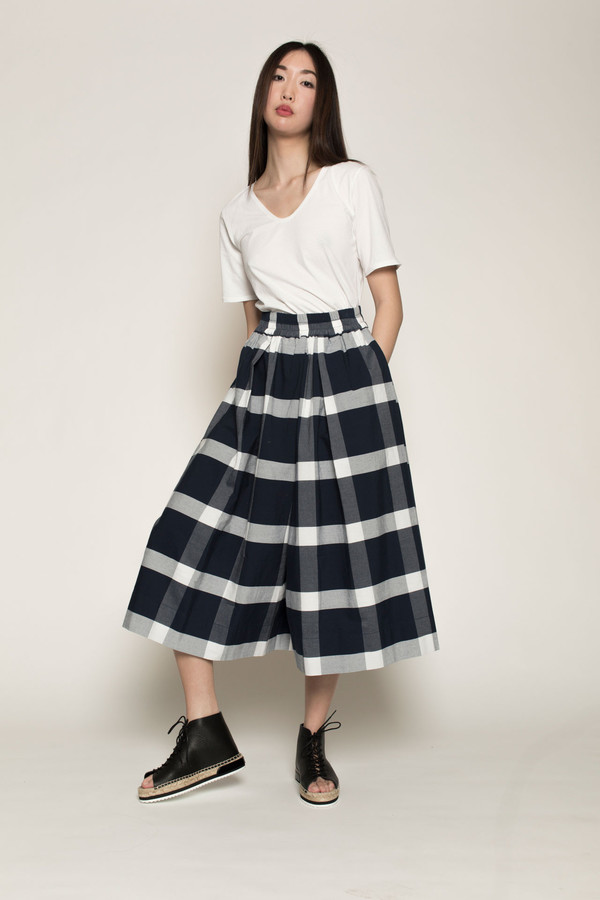 Kowtow Things in Common Culottes in Navy/White Check Kowtow Things in Common Culottes in Navy/White Check