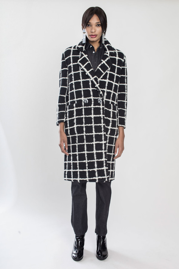 KURT LYLE Veronica Double breasted coat in Grid KURT LYLE Veronica Double breasted coat in Grid