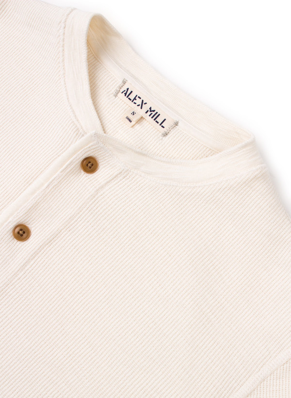 Men's Alex Mill Crew Neck Waffle Henley Natural Men's Alex Mill Crew Neck Waffle Henley Natural