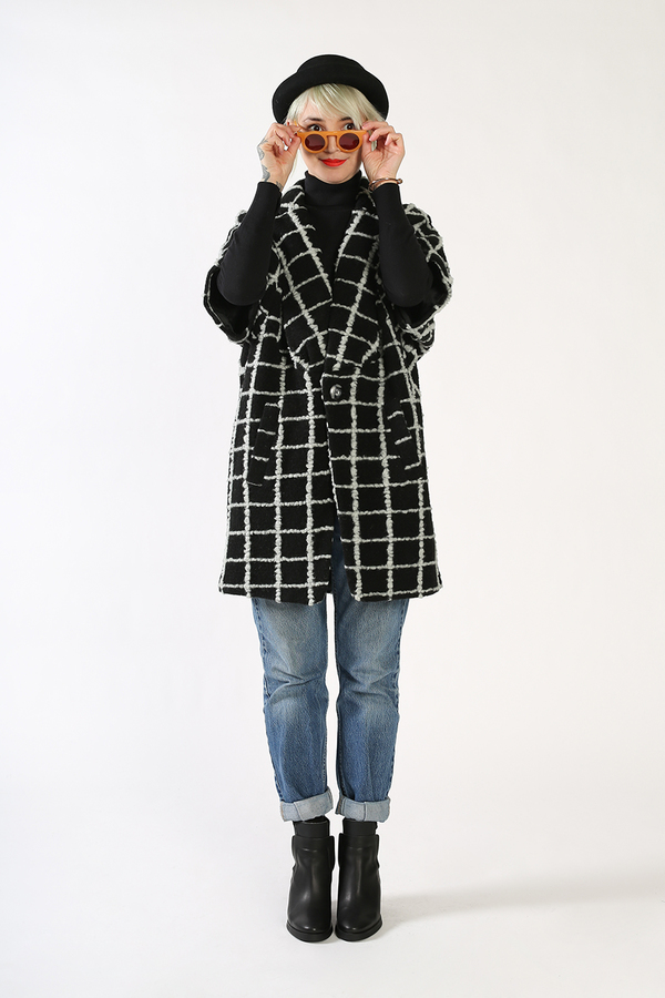 Kurt Lyle JASPER Single Button Dolman Fold Jacket - GRID Kurt Lyle JASPER Single Button Dolman Fold Jacket - GRID