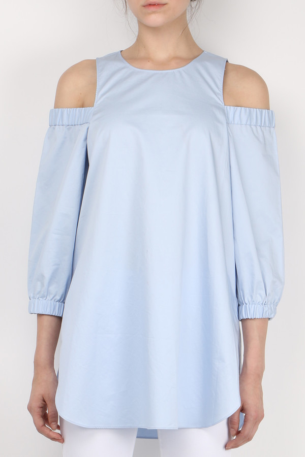 Tibi Satin Poplin Cut Out Shoulder Tunic Tibi Satin Poplin Cut Out Shoulder Tunic
