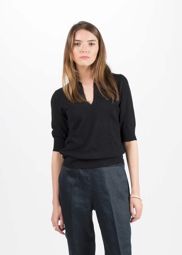 Margaret Howell Open Collar Pique Jumper Margaret Howell Open Collar Pique Jumper