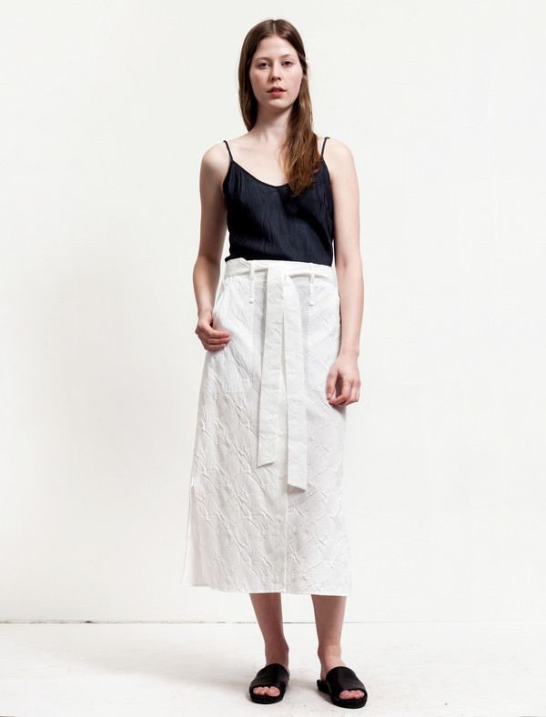 Thakoon Womens Long Embossed Skirt - White Thakoon Womens Long Embossed Skirt - White