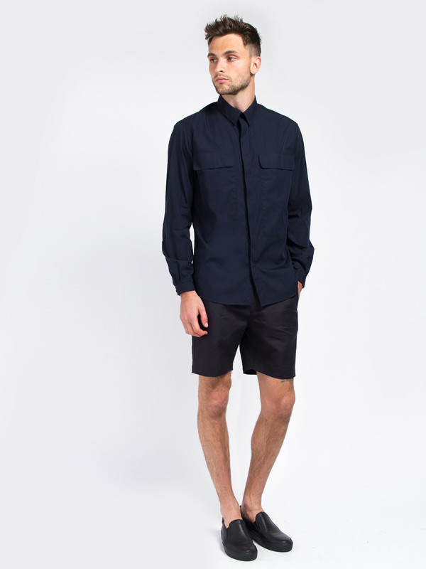 Carlos Campos Uniform Woven Shirt Navy Carlos Campos Uniform Woven Shirt Navy