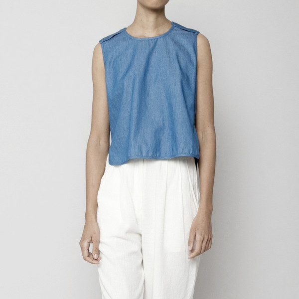 7115 by Szeki Crew Neck Cropped Top- Indigo SS16 7115 by Szeki Crew Neck Cropped Top- Indigo SS16