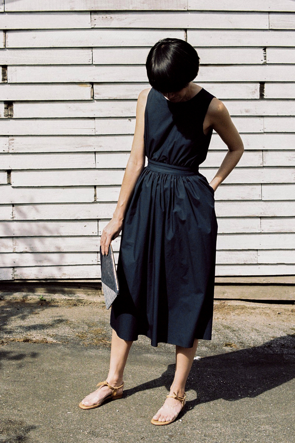 Objects Without Meaning Button-Back Dress - navy Objects Without Meaning Button-Back Dress - navy