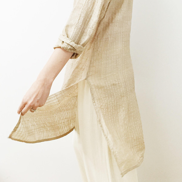 Johan Vintage Beige Silk Tunic Johan Vintage Beige Silk Tunic