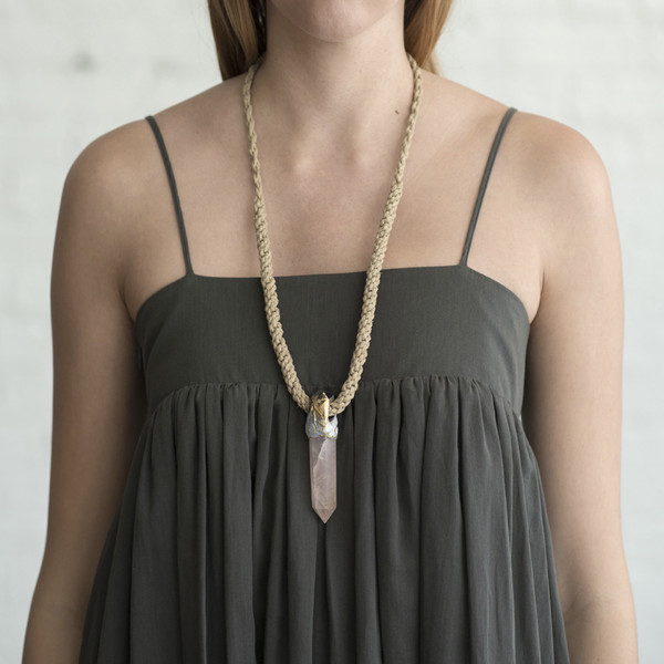 Adina Mills Pink Quartz Necklace Adina Mills Pink Quartz Necklace