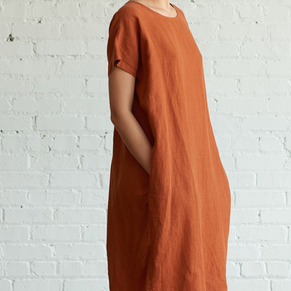 Black Crane Pleated Cocoon Dress Brick Black Crane Pleated Cocoon Dress Brick