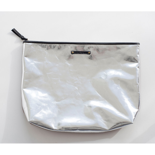 Kempton & Co Camden Clutch Silver Metallic/Brandy Kempton & Co Camden Clutch Silver Metallic/Brandy