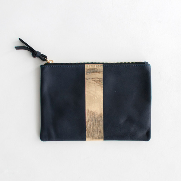 Kempton & Co Stripe Pouch Navy/Gold Metallic - SOLD OUT Kempton & Co Stripe Pouch Navy/Gold Metallic - SOLD OUT