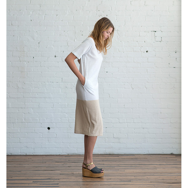 Lauren Manoogian Block Tall T Dress Cielo/Natural - SOLD OUT Lauren Manoogian Block Tall T Dress Cielo/Natural - SOLD OUT