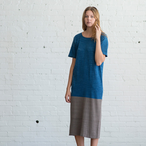 Lauren Manoogian Block Tall T Dress Indigo/Pimienta - SOLD OUT Lauren Manoogian Block Tall T Dress Indigo/Pimienta - SOLD OUT