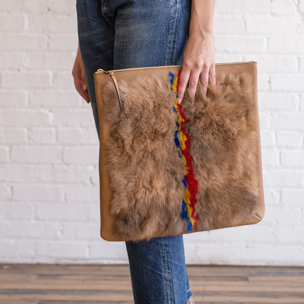 Rachel Comey Malcolm Clutch Caramel Stripe - SOLD OUT Rachel Comey Malcolm Clutch Caramel Stripe - SOLD OUT