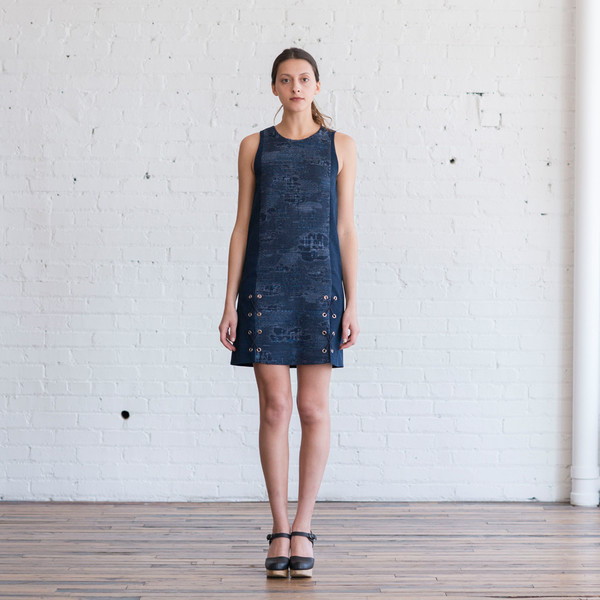 Tess Giberson Jacquard & Denim Dress w/ Lacing Tess Giberson Jacquard & Denim Dress w/ Lacing