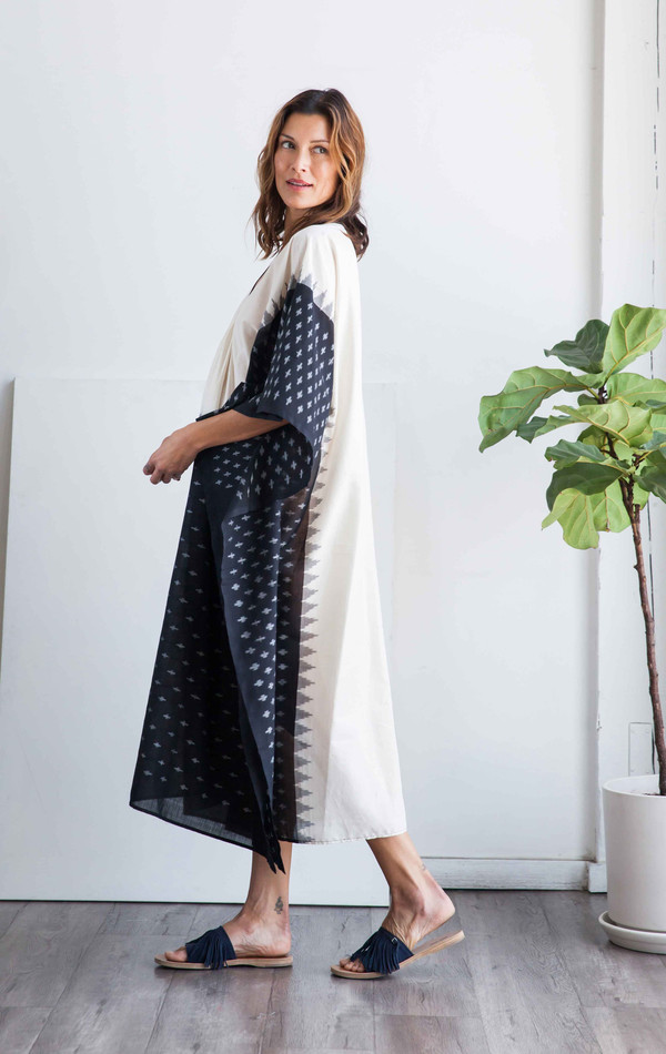 Two New York Ikat caftan with black front Two New York Ikat caftan with black front