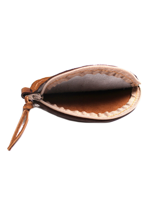 Minnie + George Circle Coin Purse in Brown Calf Hair Minnie + George Circle Coin Purse in Brown Calf Hair