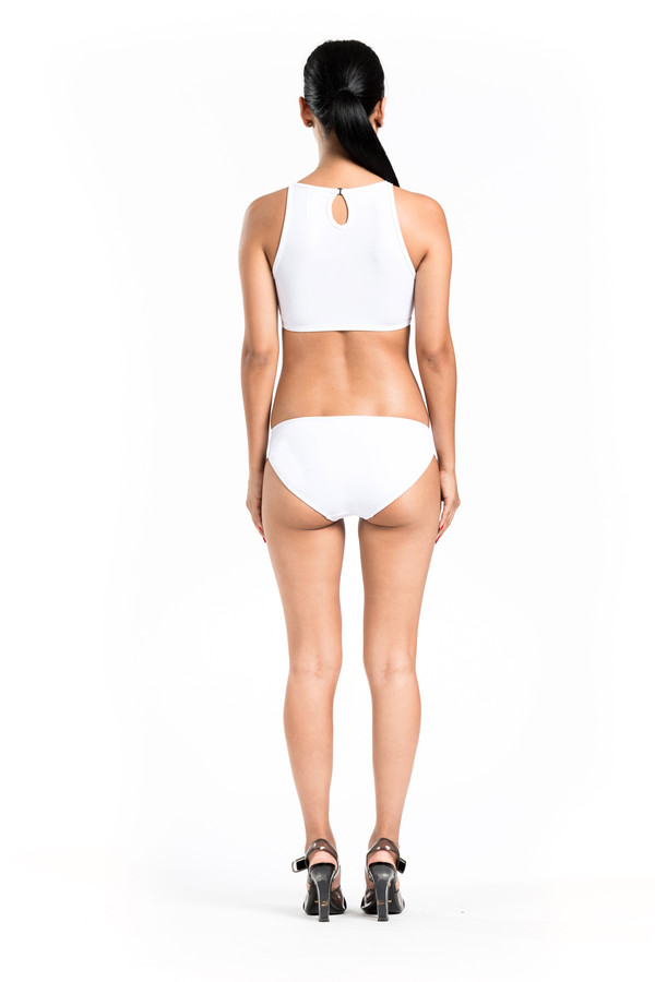 BETH RICHARDS Faye Top - White MESH HALTER TOP WITH BACK KEYHOLE AND TIE BETH RICHARDS Faye Top - White MESH HALTER TOP WITH BACK KEYHOLE AND TIE